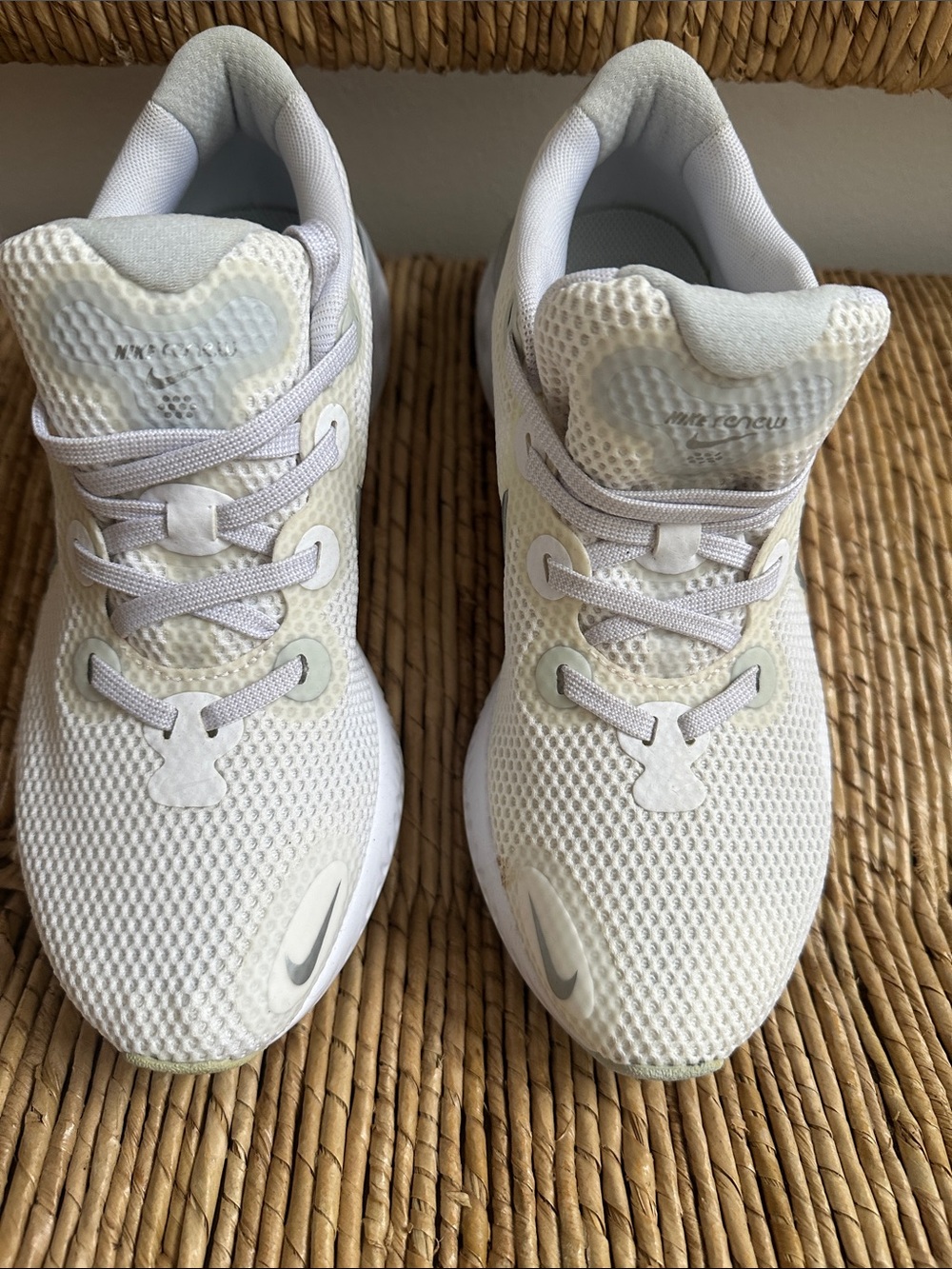 Nike Women's Renew White and Light Gray Mesh Athletic Sneakers